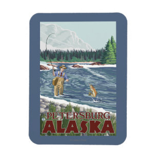 Fly Fisherman - Petersburg, Alaska Magnet