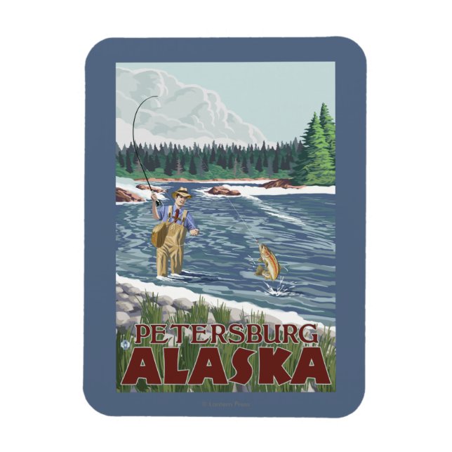 Fly Fisherman - Petersburg, Alaska Magnet (Vertikal)