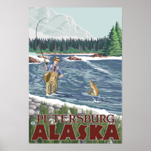 Fly Fisherman - Petersburg, Alaska Poster