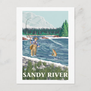 Fly Fisherman - Sandy River, Oregon Postkarte