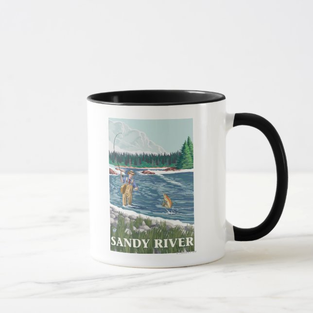 Fly Fisherman - Sandy River, Oregon Tasse (Rechts)