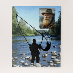 Fly Fisherman Silhouette personalisieren mit Foto Puzzle