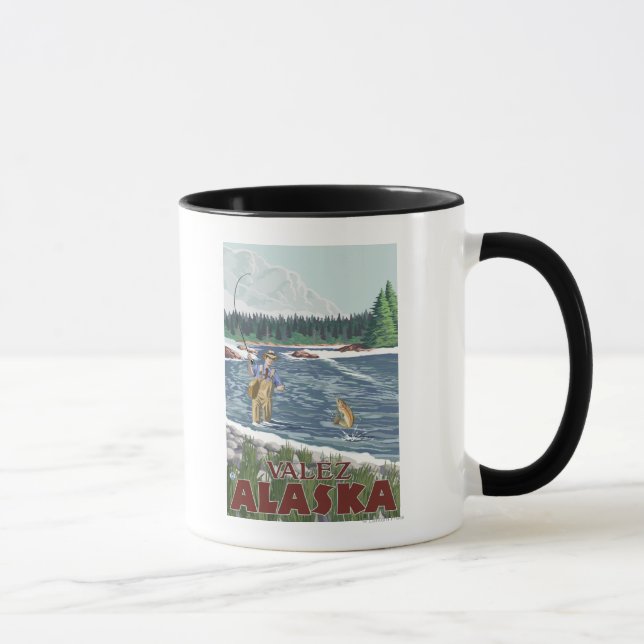Fly Fisherman - Valdez, Alaska Tasse (Rechts)