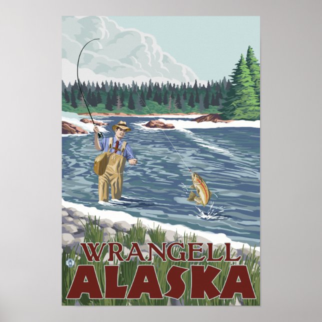 Fly Fisherman - Wrangell, Alaska Poster (Vorne)