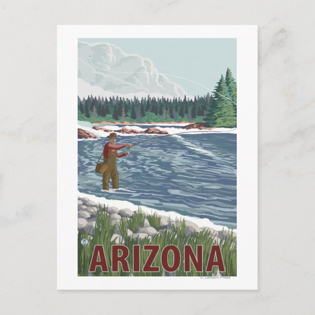 Fly FishermanArizona Postkarte (Vorderseite)