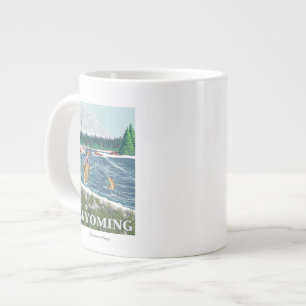 Fly FishermanWyomingVintage Travel Poster Jumbo-Tasse