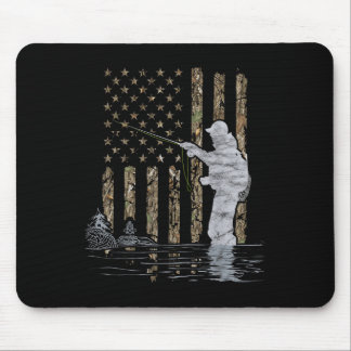 Fly Fishing Fisherman American Flag Camouflage Fly Mousepad