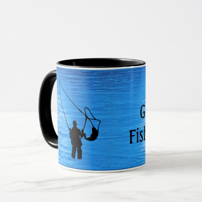 Fly Fishing - fisherman in stream Personalize Tasse (Vorderseite Links)