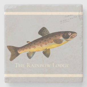 Fly Fishing Forelle Wasserfarbe Grau Steinuntersetzer