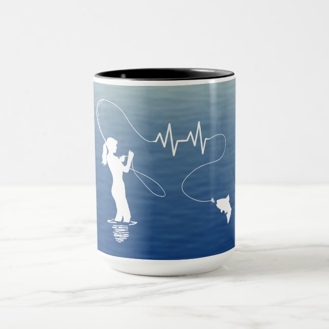Fly Fishing Heartbeat Tasse (Zentrum)