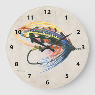 Fly Fishing Lure Art Lachs Fly Lure Große Wanduhr