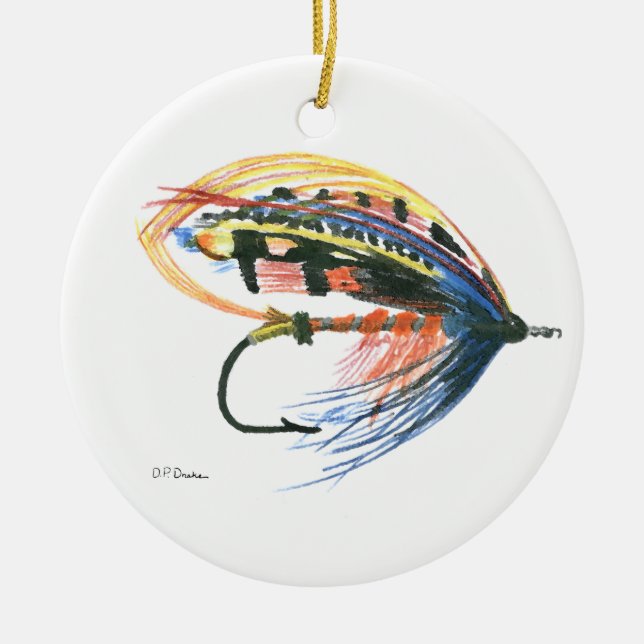 Fly Fishing Lure Art Lachs Fly Lure Keramikornament (Vorne)