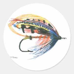 Fly Fishing Lure Art Lachs Fly Lure Runder Aufkleber