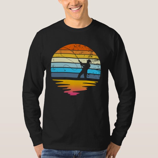 Fly Fishing Retro Sunset  Angler Fisherman Fly Fis T-Shirt (Vorderseite)