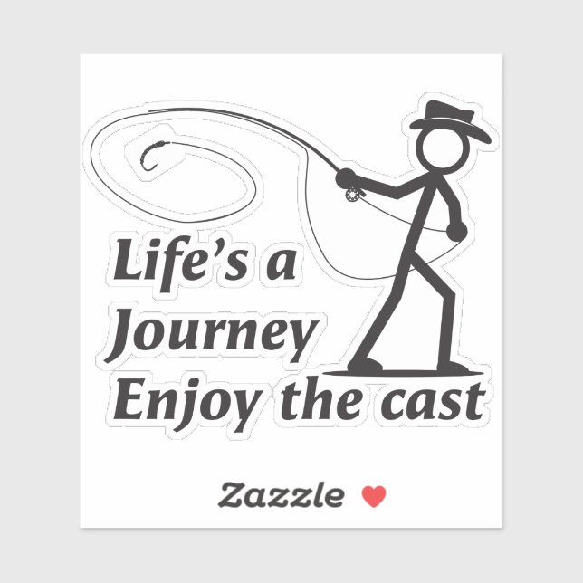 Fly Fishing stick figure guy casting a nymph Aufkleber (Blatt)