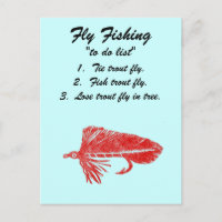 Fly Fishing "to do list" Postcard "Red Matuka"