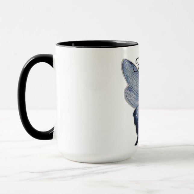 Fly Free – Blue Butterfly Art Design Tasse (Links)