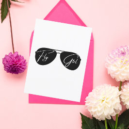 Fly Girl, Aviator-Sonnenbrille, Script, Niedliche  Postkarte