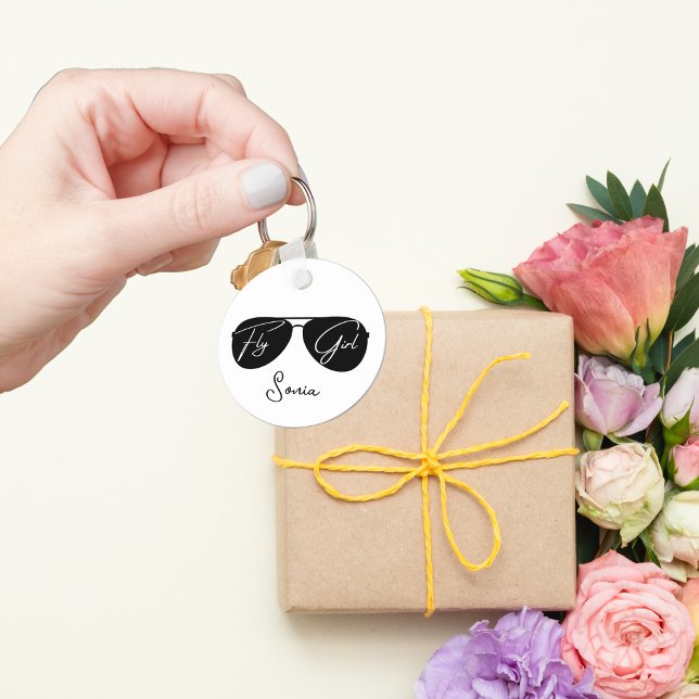 "Fly Girl"-Script auf Black Aviator-Sonnenbrille,S Schlüsselanhänger (Von Creator hochgeladen)