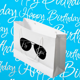 Fly Girl Script Black Aviator Sonnenbrille Geburts Große Geschenktüte