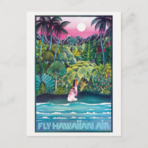 Fly Hawaiian Air Hawaii Vintage Poster Postkarte