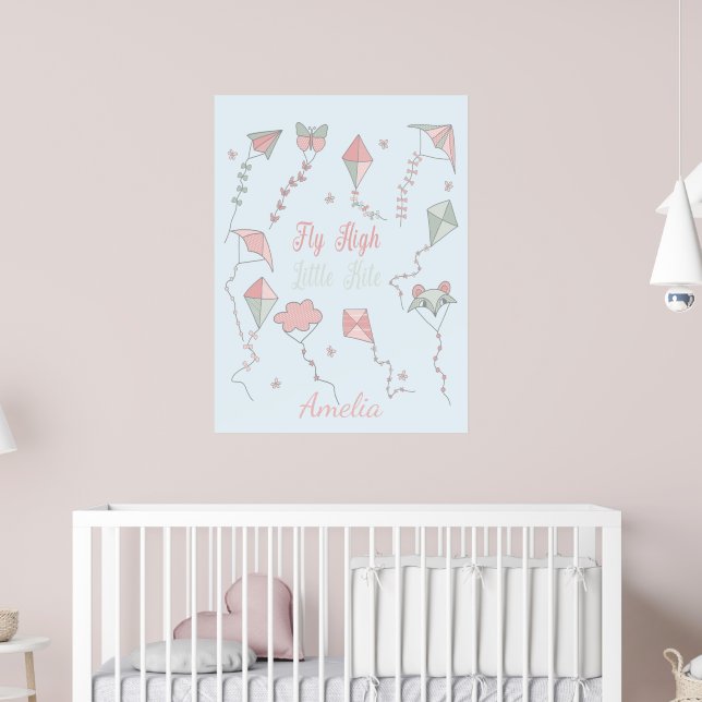 Fly High Little Kite Individuelle Name Poster (Kinderzimmer 2)