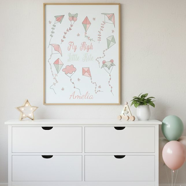 Fly High Little Kite Individuelle Name Poster (Von Creator hochgeladen)