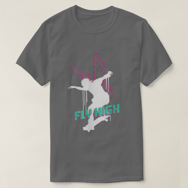 Fly High Spray Paint Fairy Skater Skateboarding AC T-Shirt (Design vorne)