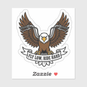Fly Low Ride Hard Biker Eagle Motorrad Vinyl Aufkleber