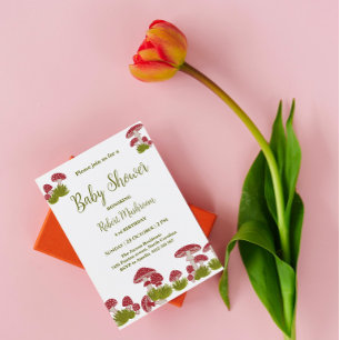 Fly Mushrooms Goblincore Green Baby Dusche Einladung