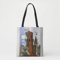 Fly Paris France Vintage Travel Poster