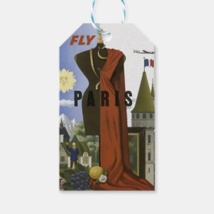 Fly Paris France Vintage Travel Poster Geschenkanhänger