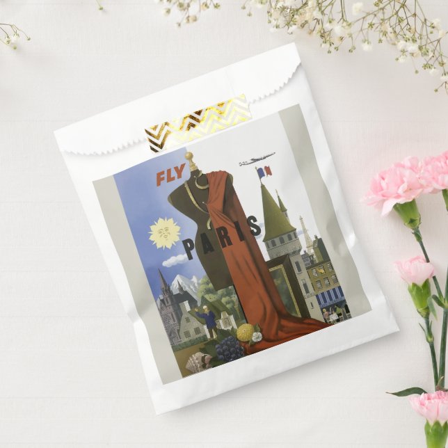 Fly Paris France Vintage Travel Poster Geschenktütchen (Versiegelt)
