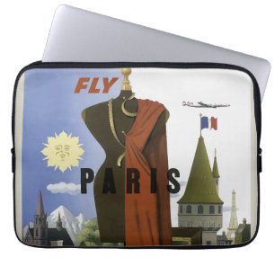 Fly Paris France Vintage Travel Poster Laptopschutzhülle