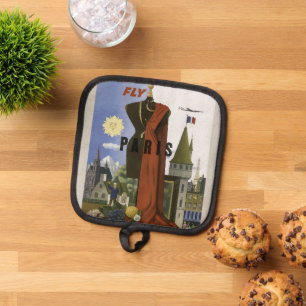 Fly Paris France Vintage Travel Poster Topflappen