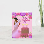 Fly Sister African American Birthday Card Karte<br><div class="desc">Diese hübsche und elegante Geburtstagskarte mit rosa und lila Rose und einer Afroamerikanerin in einem rosa Gewand. Hol dir diese klassische und niedliche Geburtstag-Karte für deine Schwester und lache ihr ein Lächeln.</div>