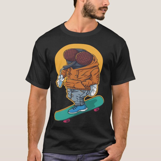 Fly  Skateboard Flies Skateboarder Vintage Skater T-Shirt (Vorderseite)