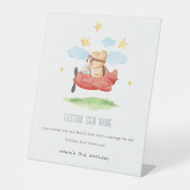 Fly Teddy Bear Animal Flugzeug Birthday Custom Par Sockelschild