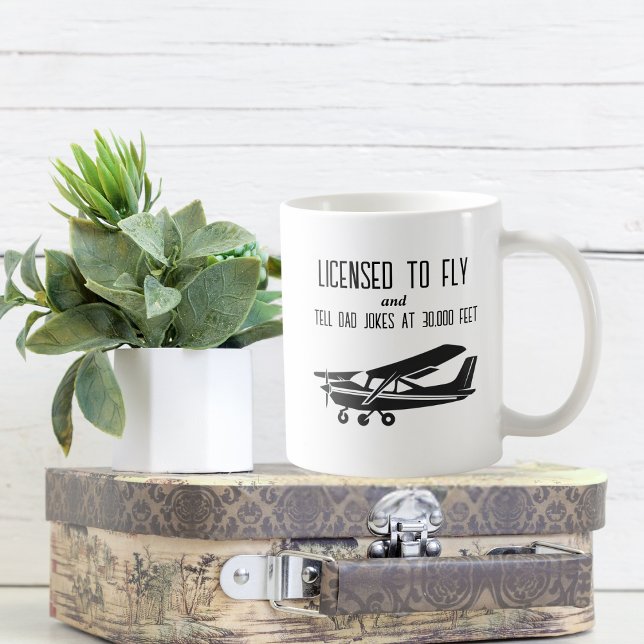 Fly & Tell Vater Jokes, Funny Aviation Kaffeetasse (Von Creator hochgeladen)