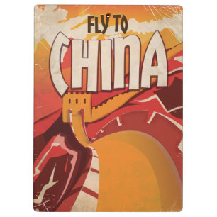 Fly To China Vintage Reiseplakat Klemmbrett