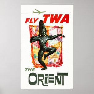 Fly to THE ORIENT South East Asia Vintage Travel Poster