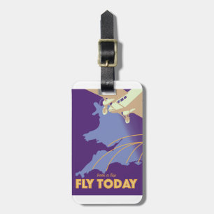 Fly Today Vintag Style travel poster Gepäckanhänger