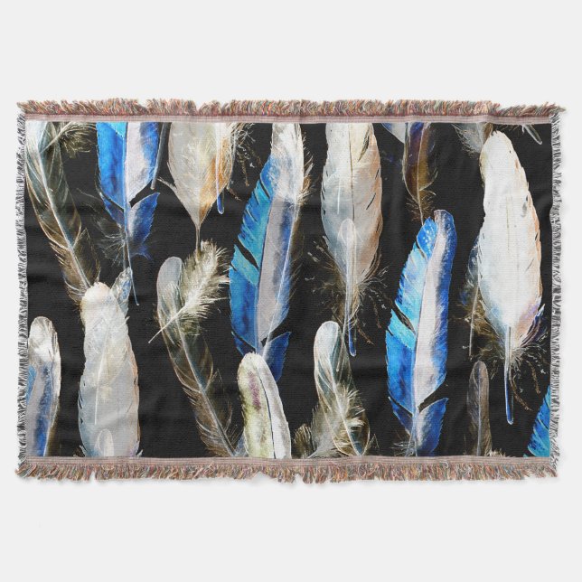 Fly Watercolor Federn: Nahtloser Hintergrund Decke (Vorderseite)