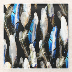 Fly Watercolor Federn: Nahtloser Hintergrund Glasuntersetzer