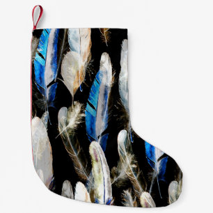 Fly Watercolor Federn: Nahtloser Hintergrund Kleiner Weihnachtsstrumpf