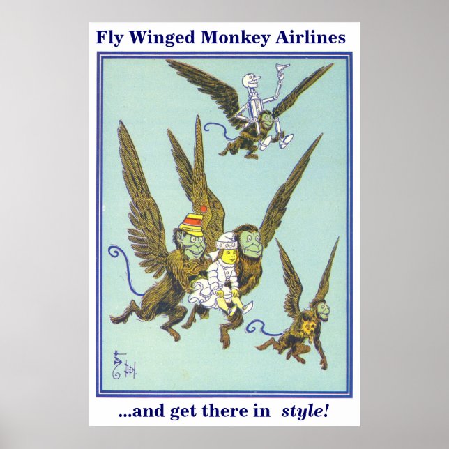 Fly Winged Monkey Airlines Poster (Vorne)