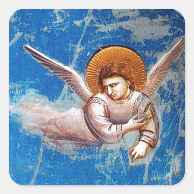 FLYANGEL IM BLAUEN SKY, CHRISTMAS FERIENPARTEI QUADRATISCHER AUFKLEBER (Vorderseite)