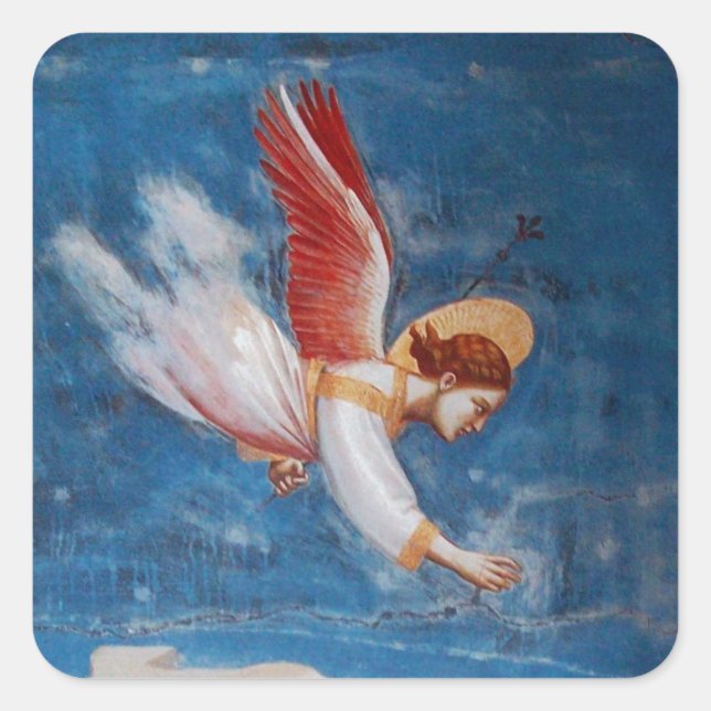 FLYANGEL IM BLAUEN SKY, CHRISTMAS FERIENPARTEI QUADRATISCHER AUFKLEBER (Vorderseite)