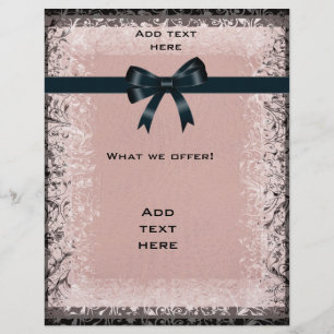 Flyer Antik Altpapier Rosa Schwarze Schleifen Vorl