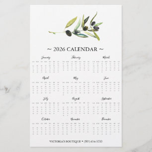 Flyer Botanischer Olivenzweig 2025 Kalender